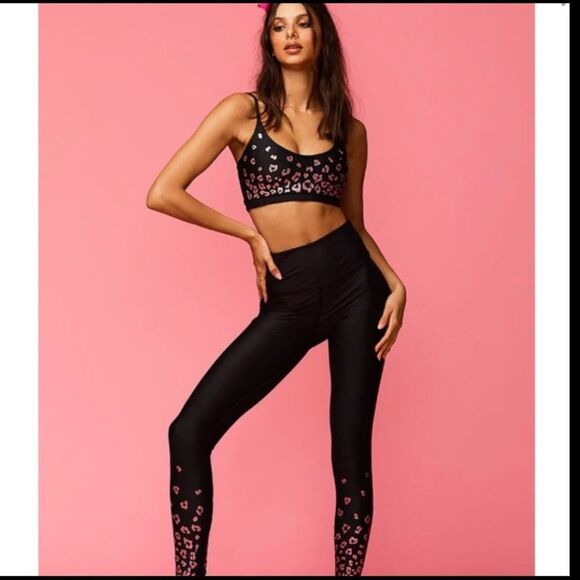 BEACH RIOT Leggings Leopard NEW High Waist REVOLVE Metallic Black Size S - Picture 16 of 16